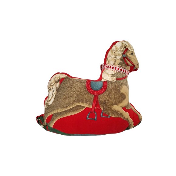 Vintage 1980's "Old Fashioned Hobby Horse" Cranston Print hand stuffed throw pil - Picture 2 of 2